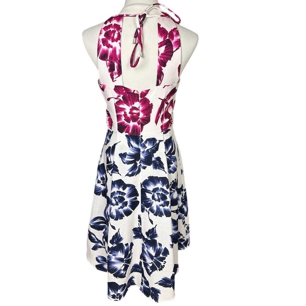 Maggy London Dress Womens Size 6 White Floral Fit & Flare Halter Summer - Picture 4 of 11